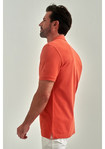 Erkek Balenli Yaka  Basic Regular Fit T-Shirt ORANJ TS22Y22013_D22