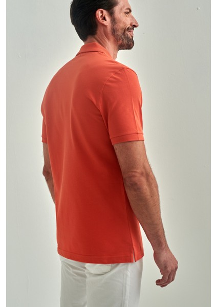 Erkek Balenli Yaka  Basic Regular Fit T-Shirt ORANJ TS22Y22013_D22