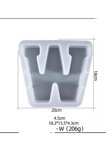 Büyük Reçine Epoksi Silikon Kalıp Big Boy Harf - W