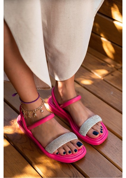 Christi Taş Detaylı Günlük Kadın Sanadlet Fuşya modelleri