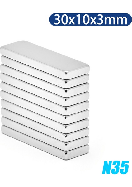 Öşeli Neodyum Mıknatıs Dikdörtgen 30X10X3 mm - 5 Adet