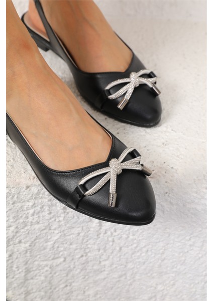 Shoes Kadın Sanfa Siyah Fiyonk Detaylı Babet fırsatları