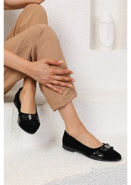 Shoes Kadın Bsr Siyah Süet Babet
