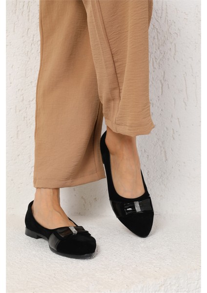Shoes Kadın Bsr Siyah Süet Babet