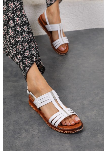 Shoes Kadın Ayax Beyaz Rahat Sandalet fiyatları