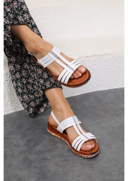 Shoes Kadın Ayax Beyaz Rahat Sandalet modelleri