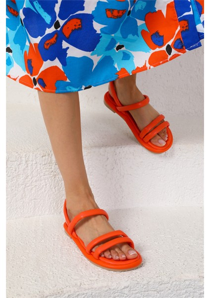Shoes Kadın Tera Oranj Rahat Sandalet modelleri