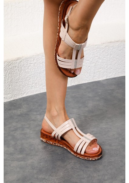 Shoes Kadın Ayax Krem Rahat Sandalet fiyatları