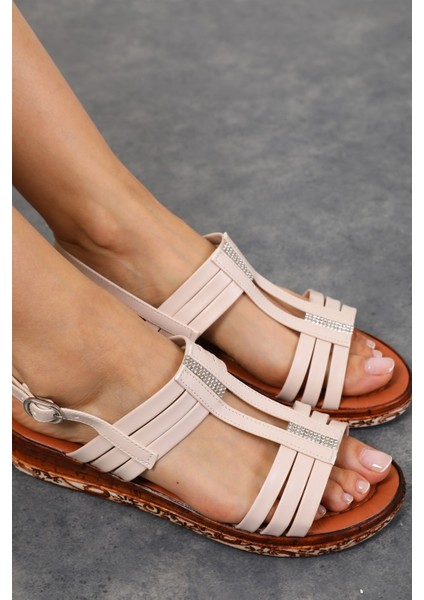 Shoes Kadın Ayax Krem Rahat Sandalet fırsatları