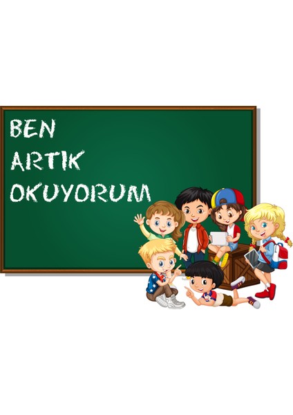 Okullarda Kullanıma Uygun Artık Okuyorum Brandası (Arka Fon)