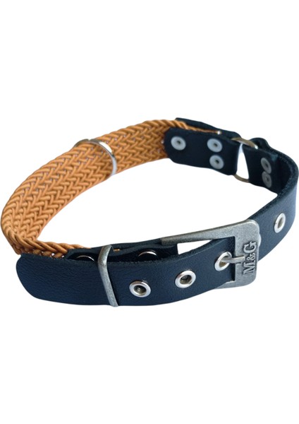 Köpek boyun tasması hakiki deri örgülü kemer kolon kahverengi kalınlık:4mm genişlik:2,5cm boyun ölçüsü:M.32-40cm ayarlamalı dog collar T5-22M