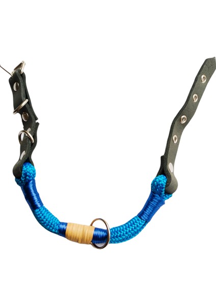 Köpek boyun tasması deri halat sax mavi siyah kalınlık:4-10mm boyun ölçüsü:32-40cm ayarlamalı dog collar T5-1M