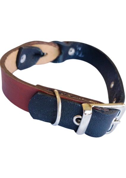 Köpek boyun tasması hakiki deri siyah kahverengi kalınlık:4mm genişlik:2,5cm boyun ölçüsü:M.32-40cm ayarlamalı dog collar T1-9M