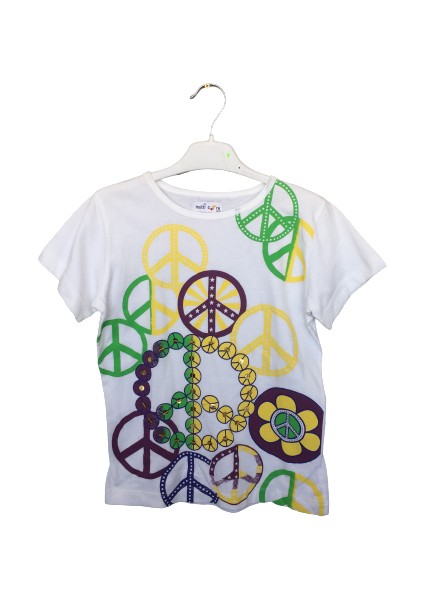 Desenli Beyaz T-Shirt