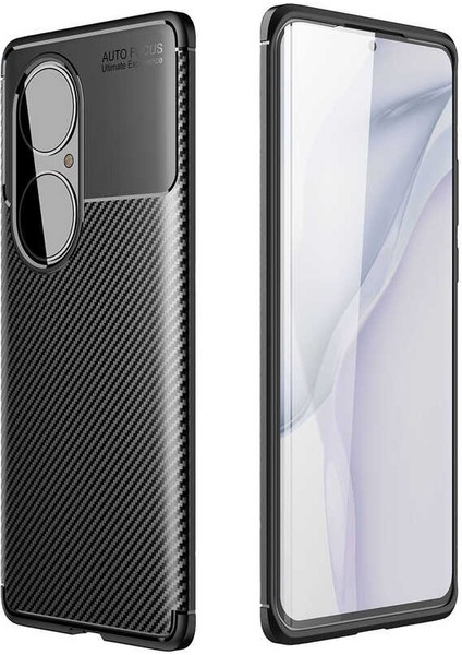 Caseworld Huawei Honor 50 Pro Kılıf Karbon Tasarım Silikon Arka Kapak - Siyah