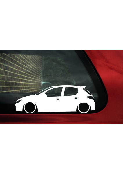 Peugeot 206 Basık Kelebek Cam Araba Silüet Stickeri 2 Adet