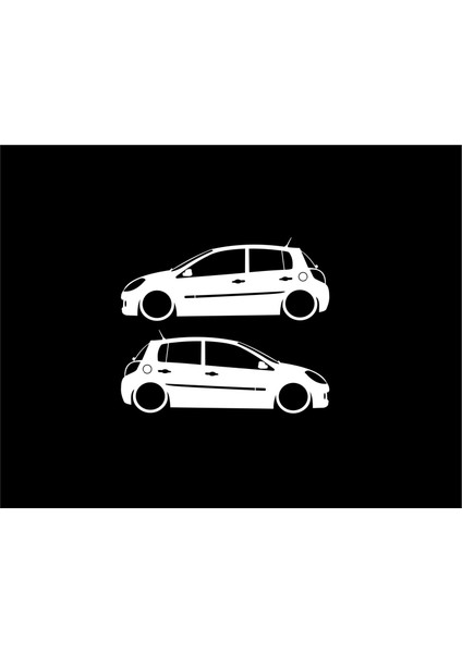 Renault Clio 3 Detaylı Basık Kelebek Cam Araba Silüet Stickeri 2 Adet