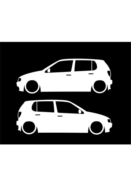 Volkswagen Polo Mk1 Basık Kelebek Cam Araba Silüet Stickeri 2 Adet