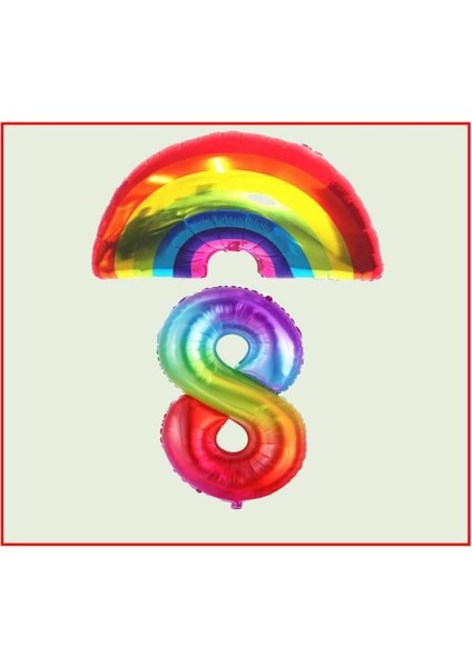 Gökkuşağı Temalı 8 Yaş Doğum Günü Parti Seti