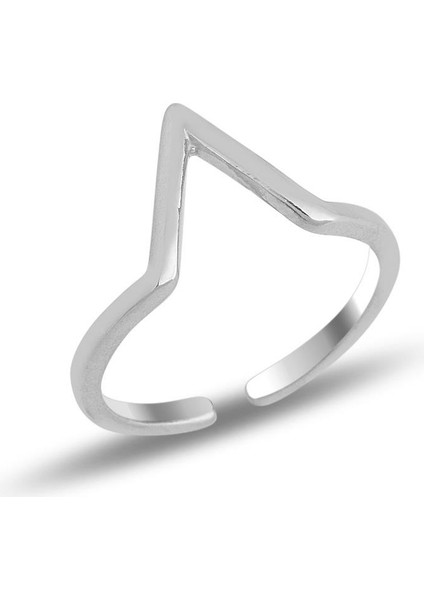 Gümüş Rodyumlu Ayarlamalı V Model Eklem Yüzük