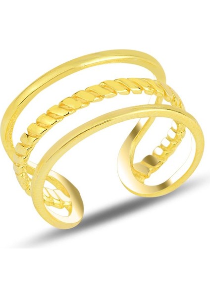 Gümüş Altın Yaldızlı Ayarlamalı Eklem Yüzük