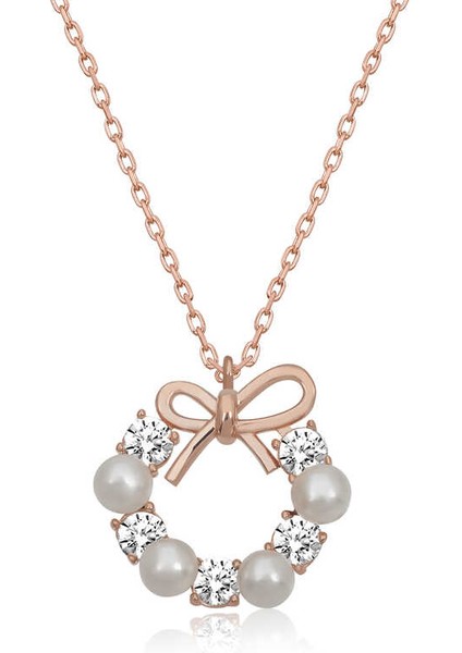 925 Ayar Gümüş Inci Kurdele Kadın Gümüş Kolye