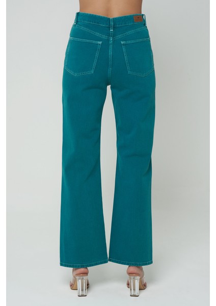Diana Yeşil Dad Straight Fit Patı Fermuarlı Pantolon Jean C 4517-049 modelleri
