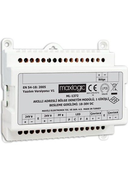 ML-1372/M Maxlogic Adresli Bölge Denetim Modülü, 1 Giriş, Marin
