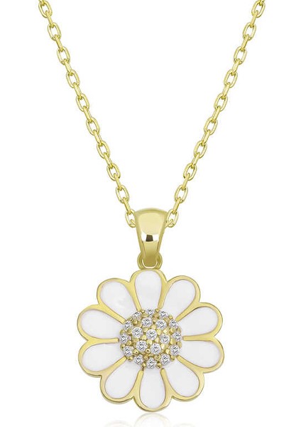 925 Ayar Gümüş Papatya Kadın Gümüş Kolye