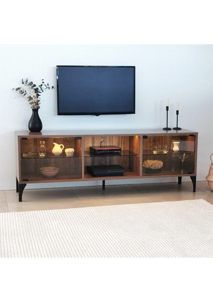 Olympos Tv Sehpası LED Işıklı / Ceviz