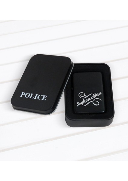 Kişiye Özel Isimli Police USB Şarjlı Siyah Elektrikli Çakmak