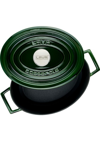 Döküm Oval Tencere 23X29 Cm, Majolica Yeşil