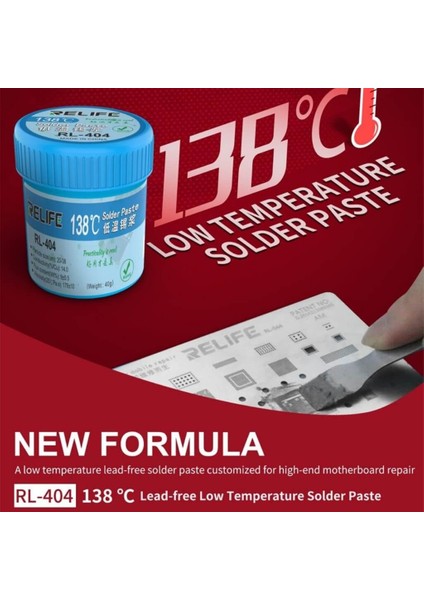 Relıfe RL-404 Krem Lehim Solder Paste 40G 138°C Düşük Kaynama