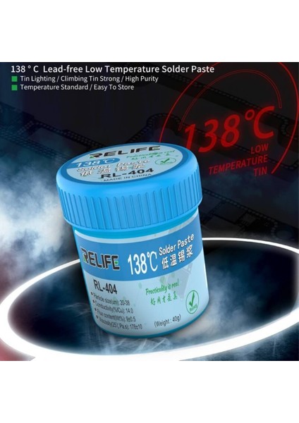 Relıfe RL-404 Krem Lehim Solder Paste 40G 138°C Düşük Kaynama