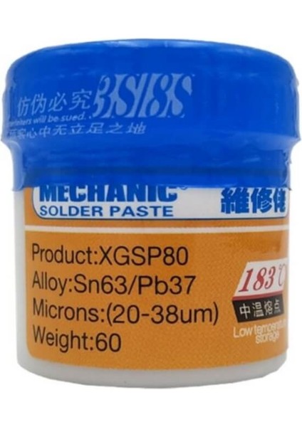 Krem Lehim Sıvı Lehim Soldering Paste 60GR 183°C Derece