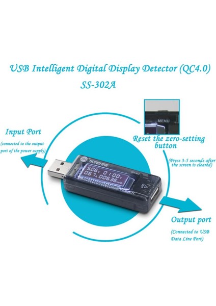 USB Şarj Akım Voltaj Test Cihazı USB Arıza Tespit Cihazı SS-302A