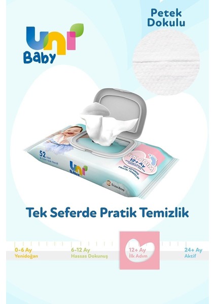 Uni Baby Ilk Adım Islak Havlu Mendil 12LI 624 Yaprak