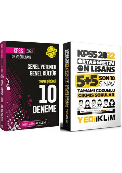 Pegem Akademi Yayıncılık 2022 KPSS Lise ve Önlisans Tamamı Çözümlü 10'lu Karma Deneme Pegem Akademi Yayıncılık - Yediiklim 5 - 5 Çıkmış