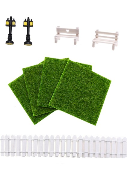 9x Dollhouse Aksesuarları Diy Çitler Yard El Sanatları Için Çim Plastik (Yurt Dışından)