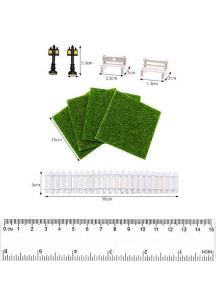 9x Dollhouse Aksesuarları Diy Çitler Yard El Sanatları Için Çim Plastik (Yurt Dışından)