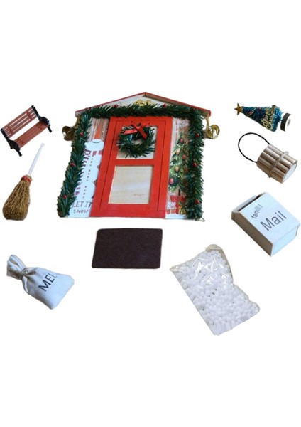 1/12 Dollhouse Noel Sahne Kiti Kapı Dekorasyonu 1/6 1/12 Bebek Evi (Yurt Dışından)