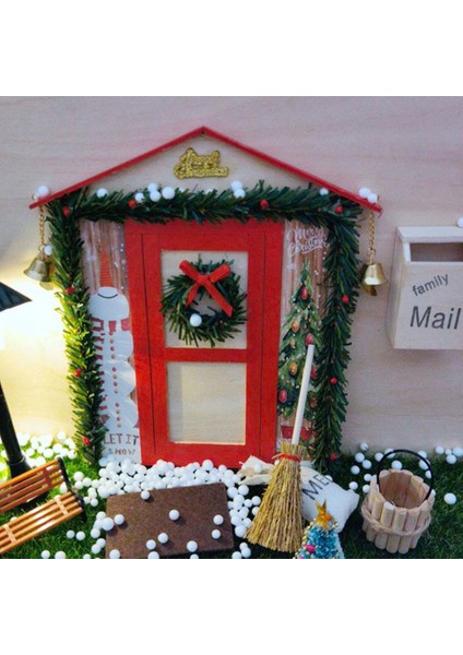 1/12 Dollhouse Noel Sahne Kiti Kapı Dekorasyonu 1/6 1/12 Bebek Evi (Yurt Dışından)