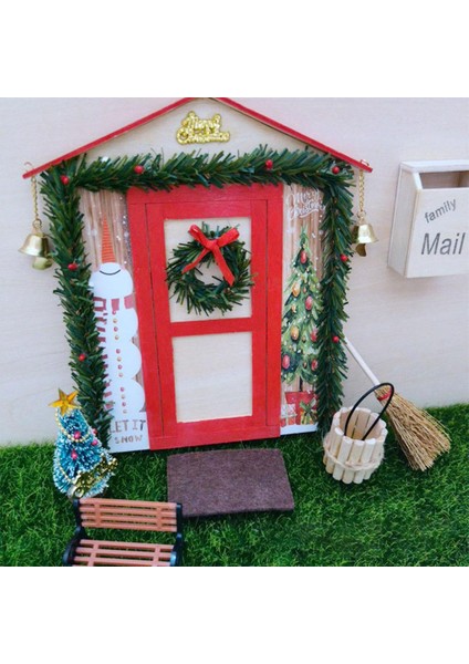 1/12 Dollhouse Noel Sahne Kiti Kapı Dekorasyonu 1/6 1/12 Bebek Evi (Yurt Dışından)