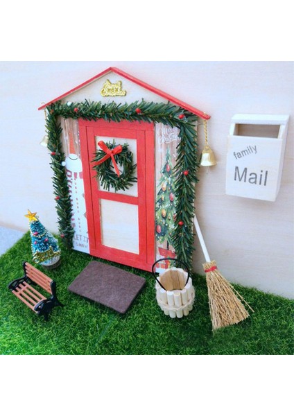1/12 Dollhouse Noel Sahne Kiti Kapı Dekorasyonu 1/6 1/12 Bebek Evi (Yurt Dışından)