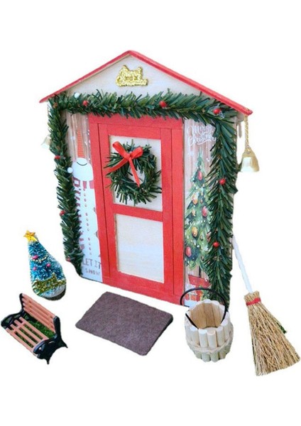 1/12 Dollhouse Noel Sahne Kiti Kapı Dekorasyonu 1/6 1/12 Bebek Evi (Yurt Dışından)