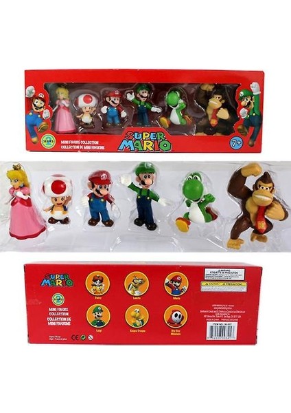 6 Adet / Takım Süper Mario, Luigi, Yoshi, Mantar Eşek Pvc Figure Oyuncaklar