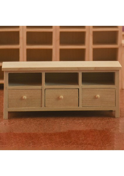 1:12 Dollhouse Yatak Odası Mobilya Oyuncakları Birch Ahşap Dolap 3 Çekmeceli (Yurt Dışından) fırsatları