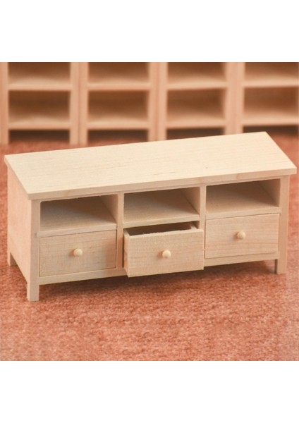 1:12 Dollhouse Yatak Odası Mobilya Oyuncakları Birch Ahşap Dolap 3 Çekmeceli (Yurt Dışından) indirimleri