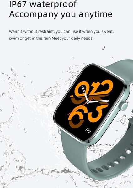 Akıllı Izle 1.69 Inç Erkekler Tam Dokunmatik Spor Izci Su Geçirmez Smartwatchsmart Saatler (Yeşil-Silikon Kayış)(Yurt Dışından)