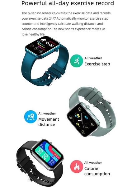 Akıllı Izle 1.69 Inç Erkekler Tam Dokunmatik Spor Izci Su Geçirmez Smartwatchsmart Saatler (Yeşil-Silikon Kayış)(Yurt Dışından)